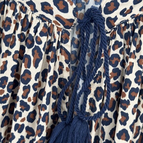 Crown & Ivy Womens Leopard Print Long Sleeve Blouse Tassel Detail size 2x plus - Picture 6 of 11